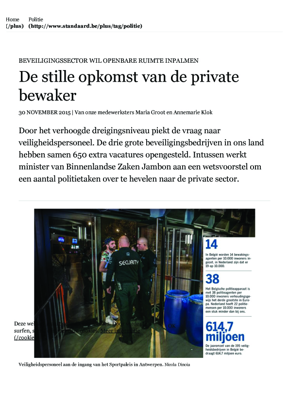 De stille opkomst van de private bewaker - De Standaard1 copy